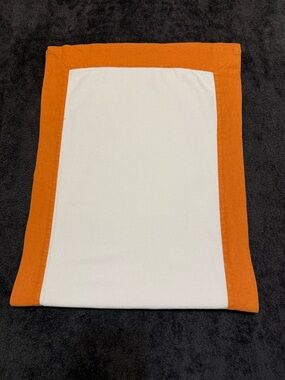Pottery Barn White Linen Orange Trim Table Runner